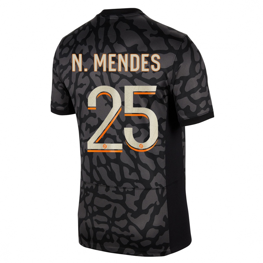 Hombre Fútbol Camiseta Nuno Mendes #25 Negro Equipación Tercera 2023/24 México