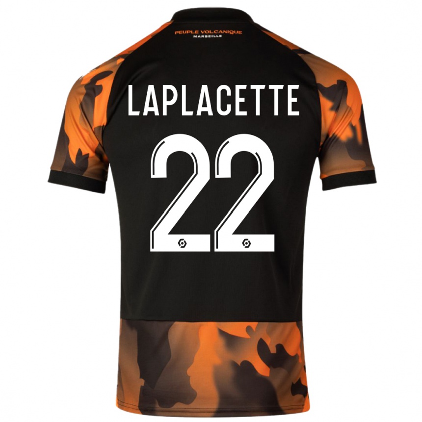 Hombre Fútbol Camiseta Tess Laplacette #22 Negro Naranja Equipación Tercera 2023/24 México