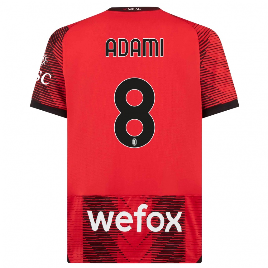 Mujer Fútbol Camiseta Greta Adami #8 Negro Rojo 1ª Equipación 2023/24 México