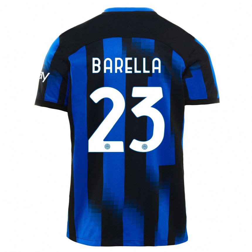 Mujer Fútbol Camiseta Nicolo Barella #23 Azul Negro 1ª Equipación 2023/24 México