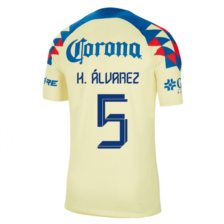 Mujer Fútbol Camiseta Kevin Álvarez #5 Amarillo 1ª Equipación 2023/24 México
