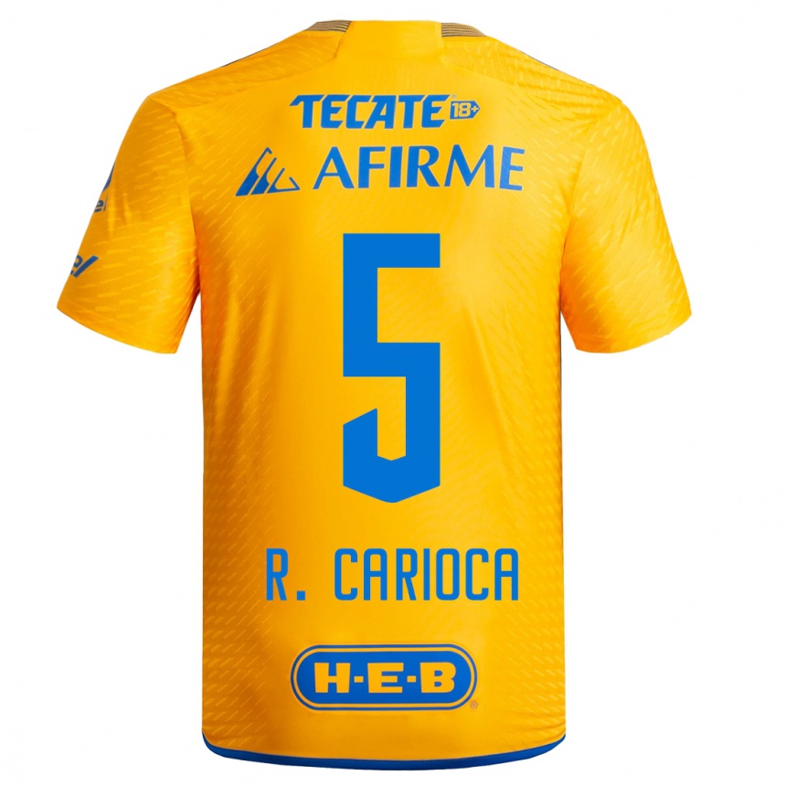 Mujer Fútbol Camiseta Rafael Carioca #5 Amarillo 1ª Equipación 2023/24 México