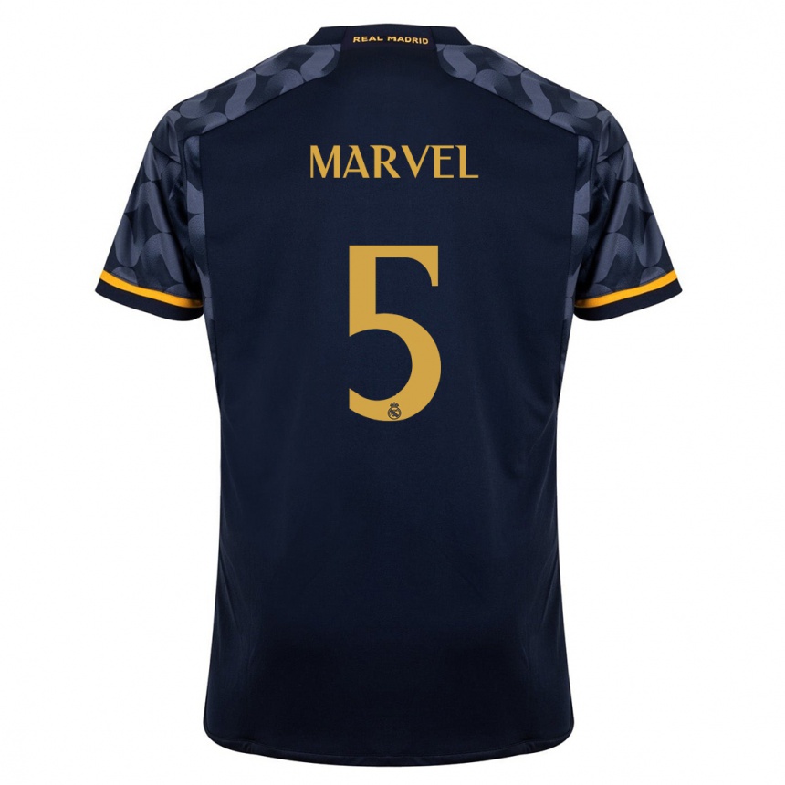 Mujer Fútbol Camiseta Marvel #5 Azul Oscuro 2ª Equipación 2023/24 México