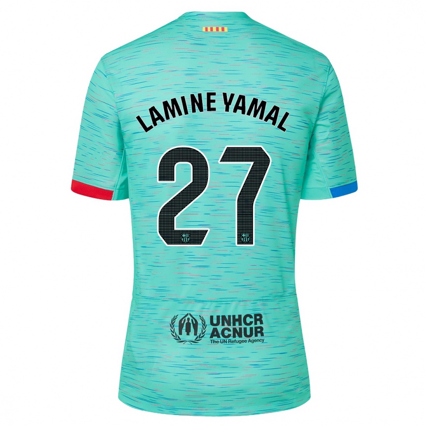 Mujer Fútbol Camiseta Lamine Yamal #27 Aguamarina Clara Equipación Tercera 2023/24 México