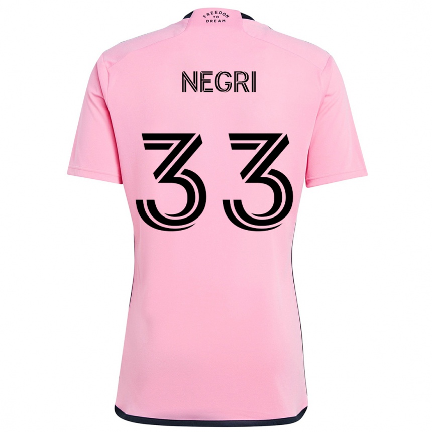 Niño Fútbol Camiseta Franco Negri #33 Rosa 1ª Equipación 2024/25 México