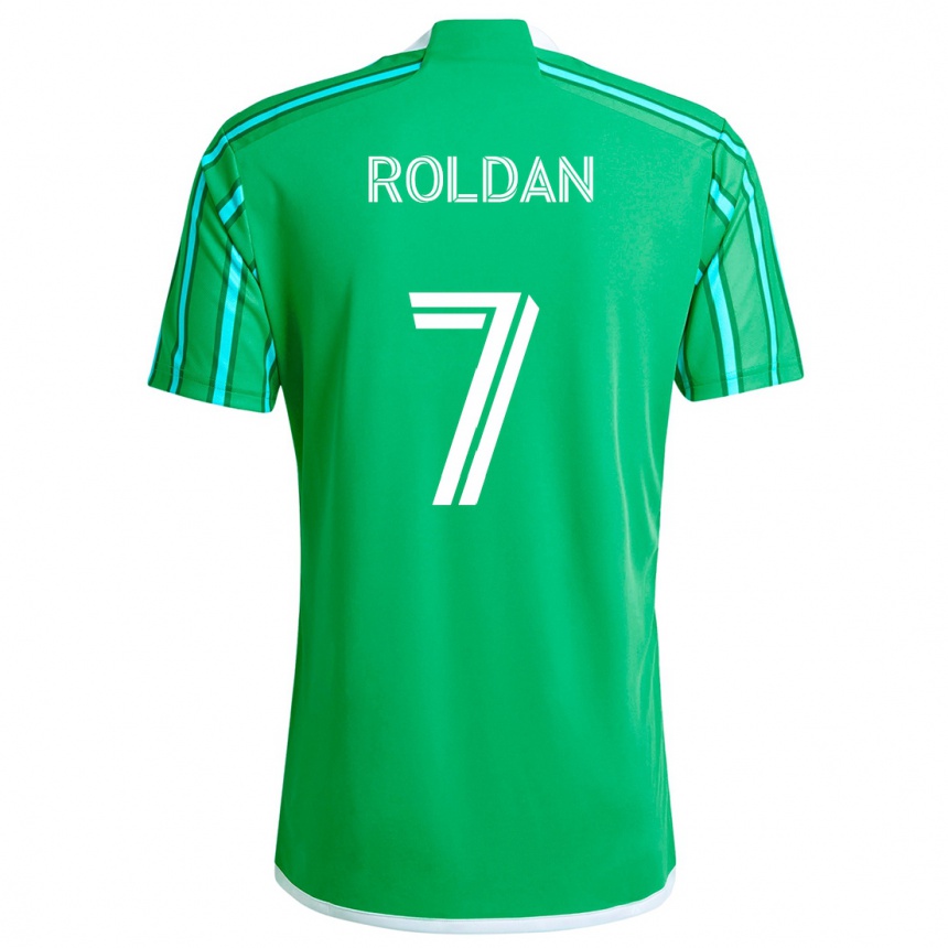 Niño Fútbol Camiseta Cristian Roldán #7 Verde Blanco 1ª Equipación 2024/25 México