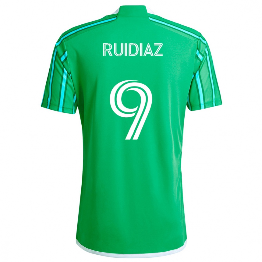 Niño Fútbol Camiseta Raúl Ruidíaz #9 Verde Blanco 1ª Equipación 2024/25 México