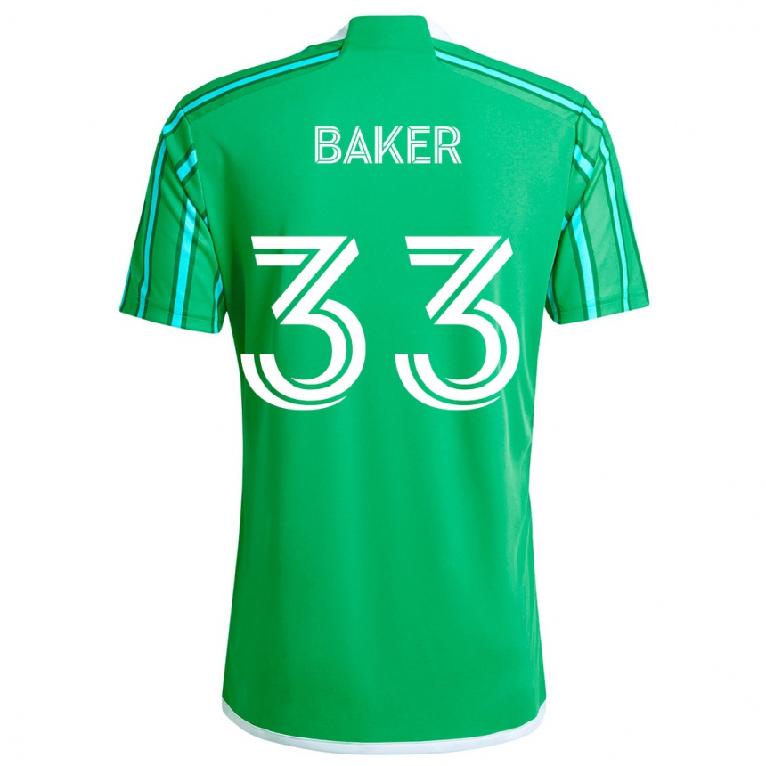 Niño Fútbol Camiseta Cody Baker #33 Verde Blanco 1ª Equipación 2024/25 México