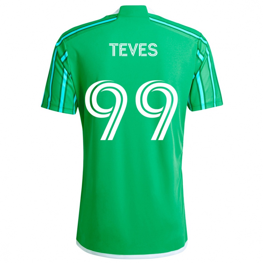 Niño Fútbol Camiseta Dylan Teves #99 Verde Blanco 1ª Equipación 2024/25 México