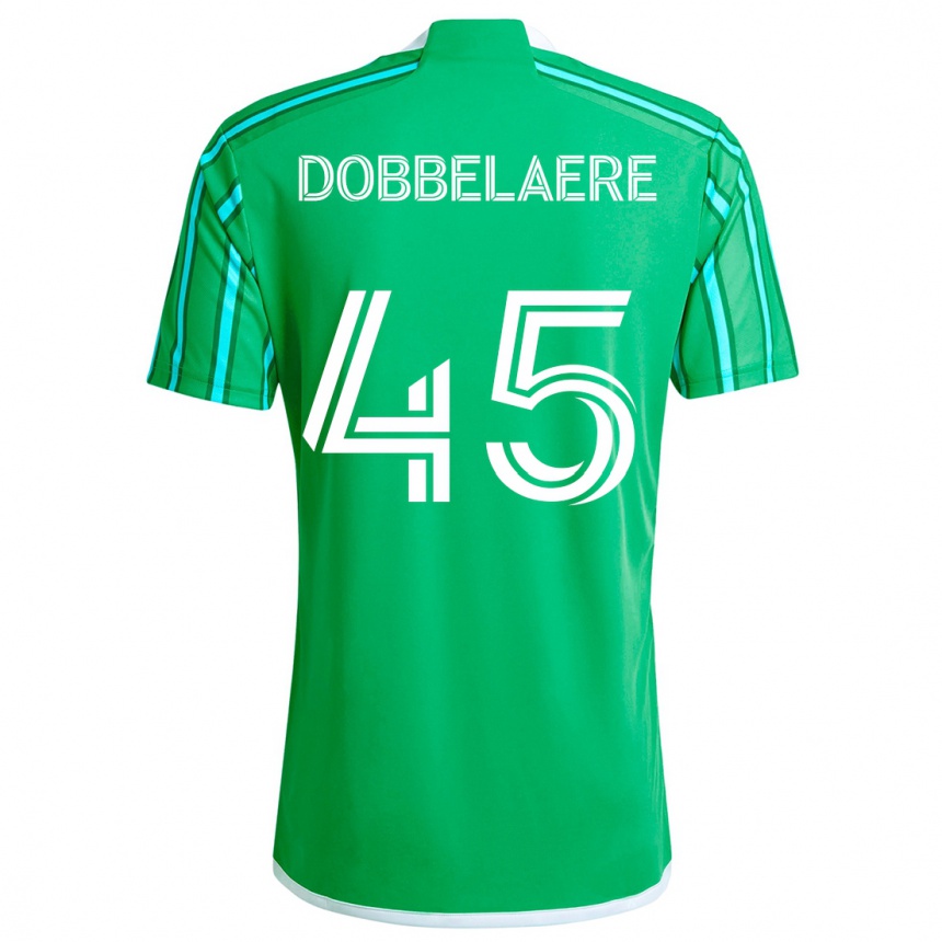 Niño Fútbol Camiseta Ethan Dobbelaere #45 Verde Blanco 1ª Equipación 2024/25 México