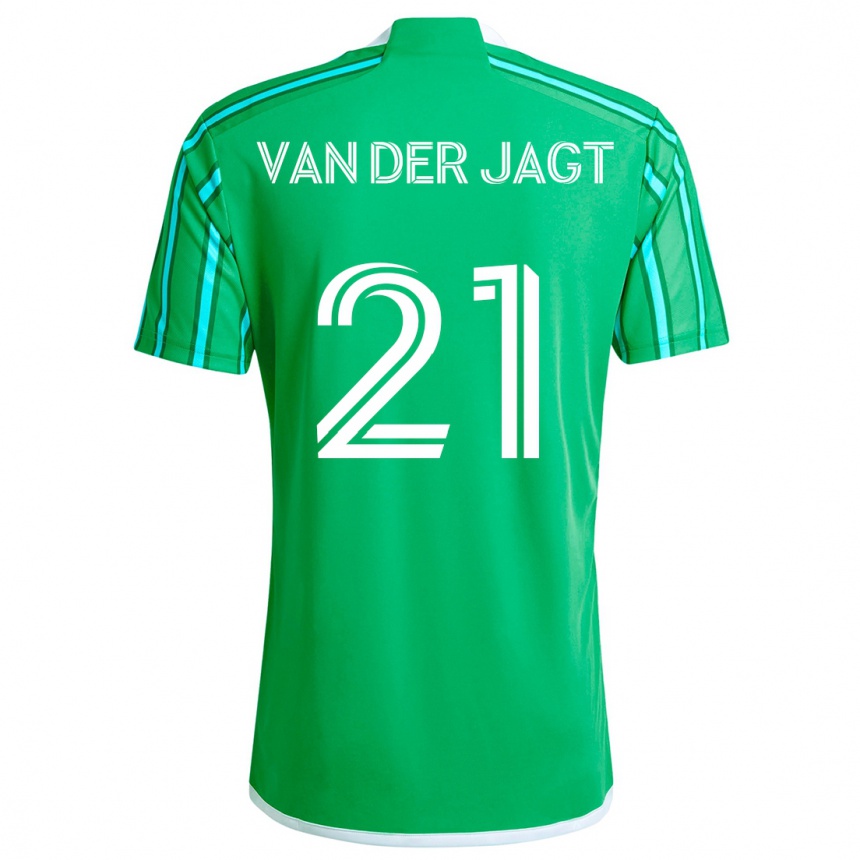 Niño Fútbol Camiseta Olivia Van Der Jagt #21 Verde Blanco 1ª Equipación 2024/25 México