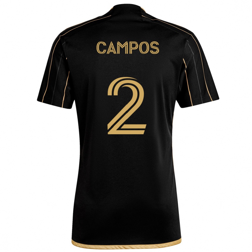 Niño Fútbol Camiseta Omar Campos #2 Oro Negro 1ª Equipación 2024/25 México