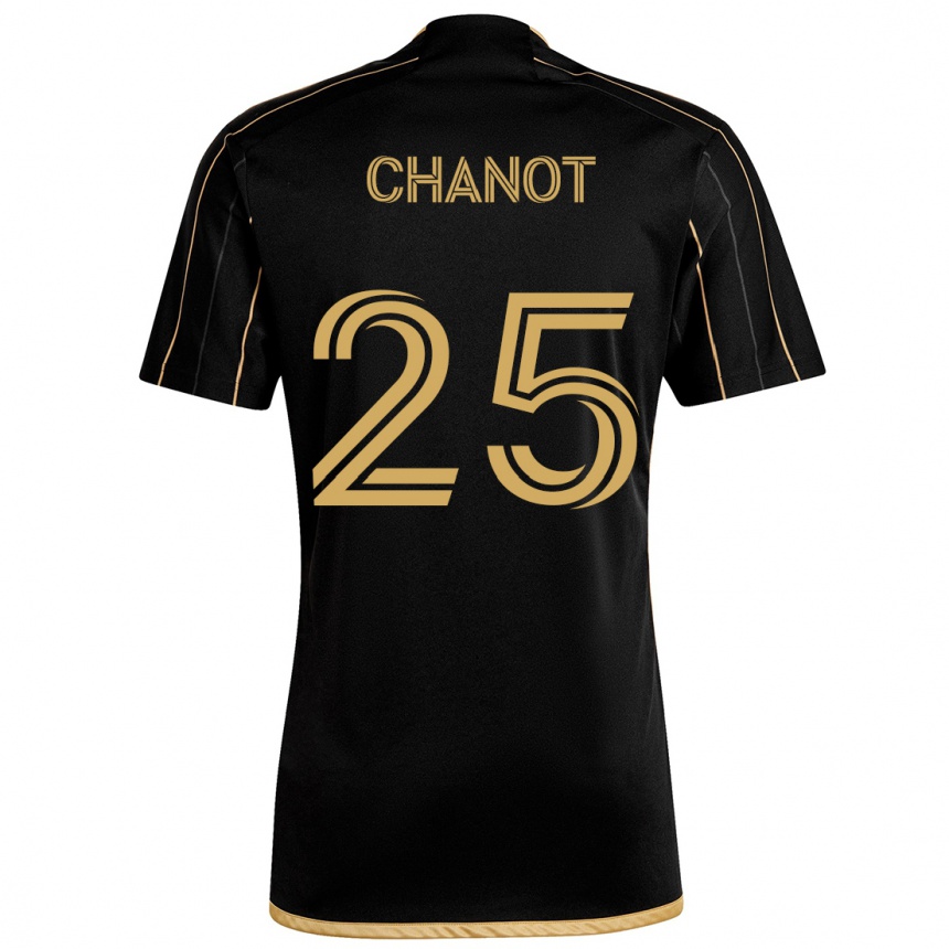 Niño Fútbol Camiseta Maxime Chanot #25 Oro Negro 1ª Equipación 2024/25 México