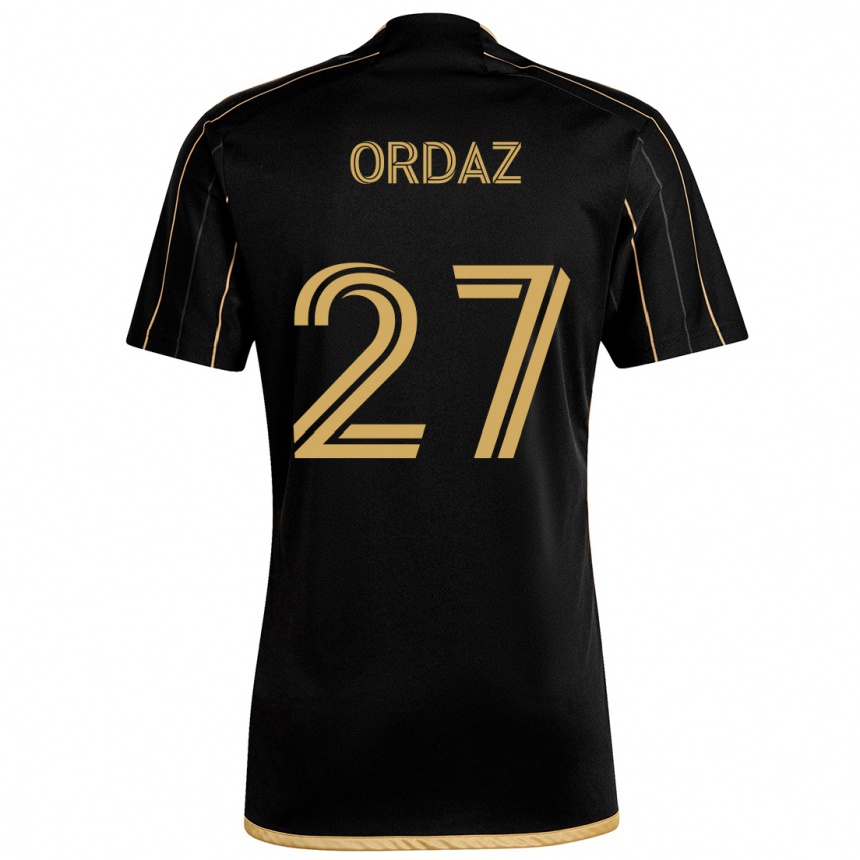 Niño Fútbol Camiseta Nathan Ordaz #27 Oro Negro 1ª Equipación 2024/25 México