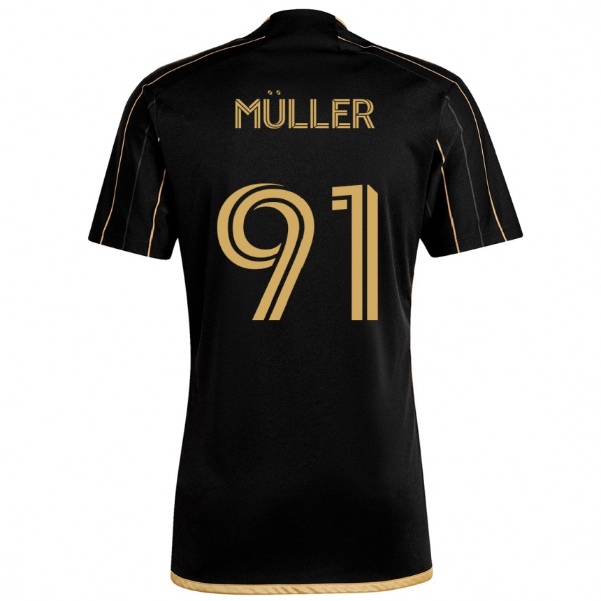 Niño Fútbol Camiseta Luis Müller #91 Oro Negro 1ª Equipación 2024/25 México