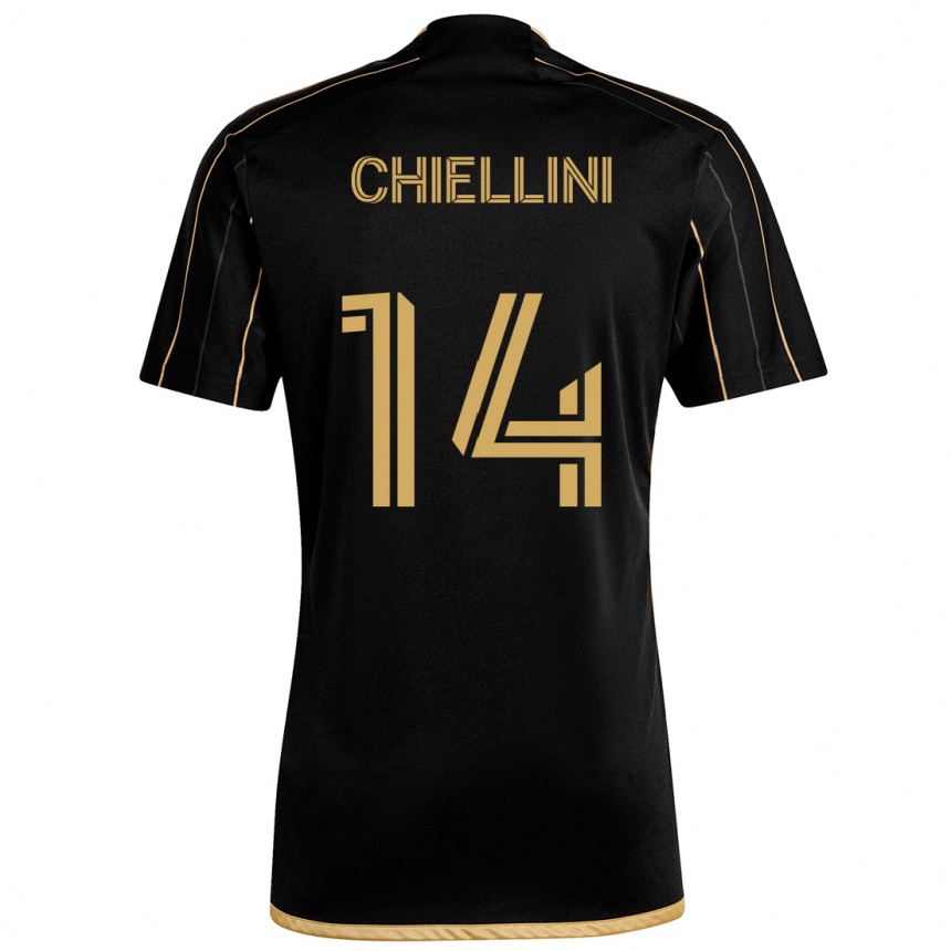 Niño Fútbol Camiseta Giorgio Chiellini #14 Oro Negro 1ª Equipación 2024/25 México