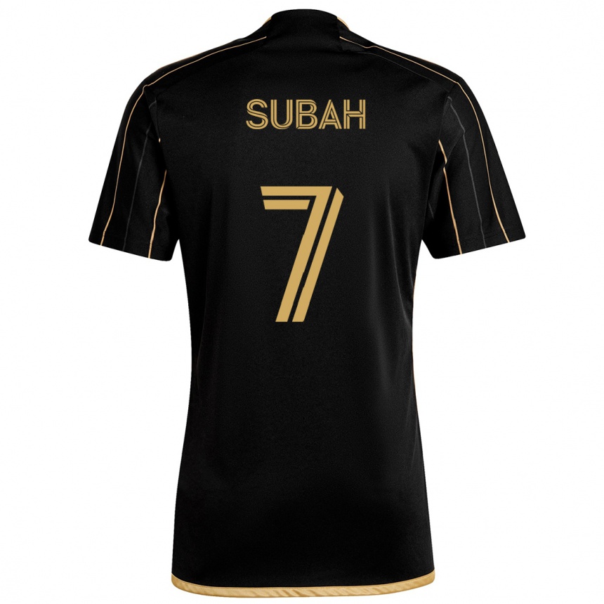 Niño Fútbol Camiseta Yekeson Subah #7 Oro Negro 1ª Equipación 2024/25 México