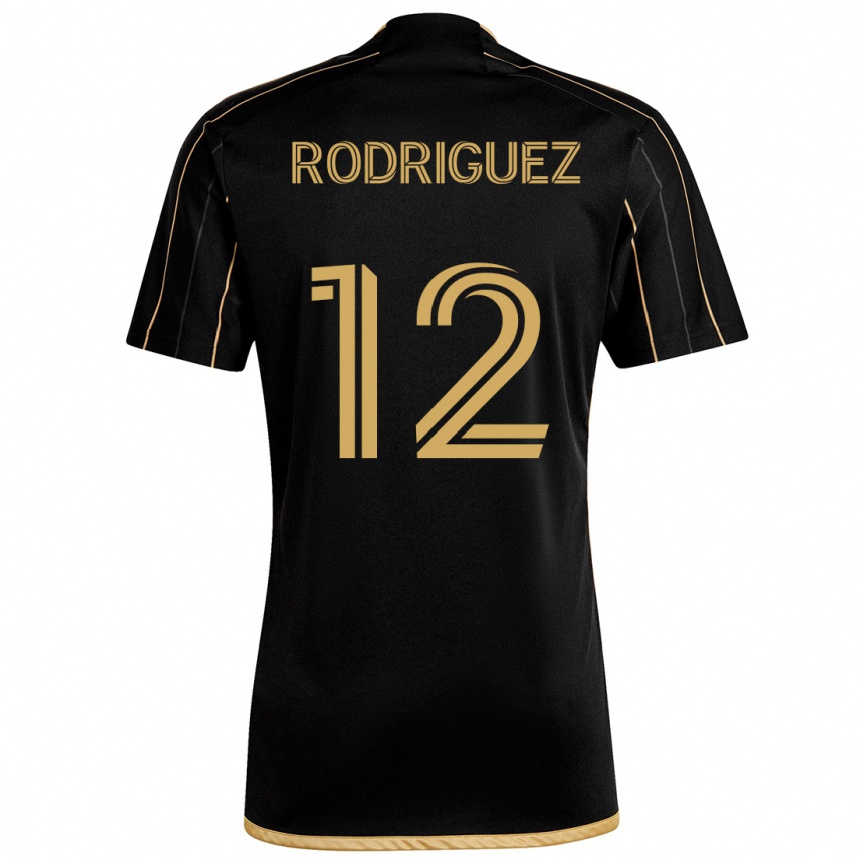 Niño Fútbol Camiseta Jeremi Rodríguez #12 Oro Negro 1ª Equipación 2024/25 México