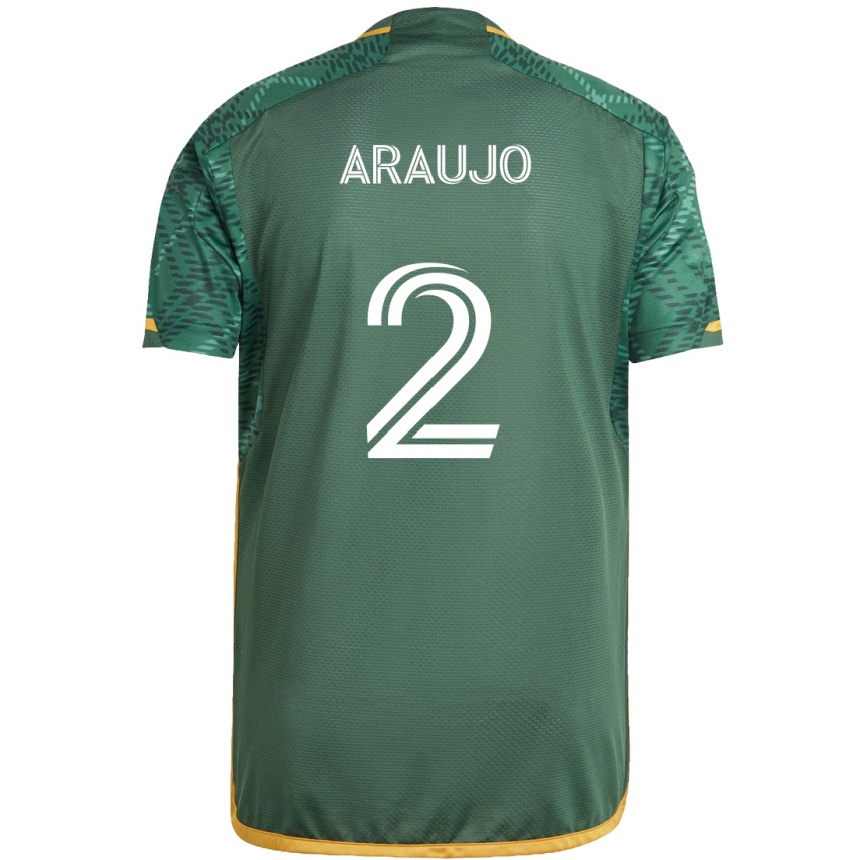 Niño Fútbol Camiseta Miguel Araujo #2 Verde Naranja 1ª Equipación 2024/25 México