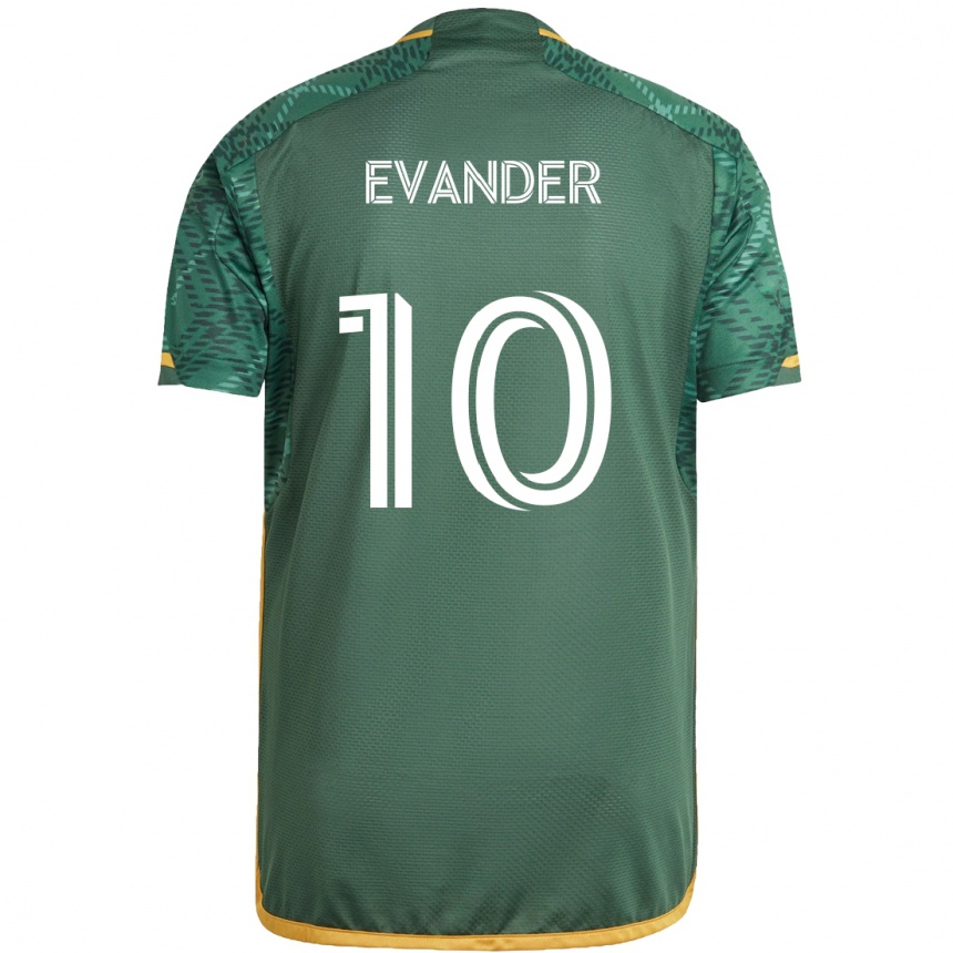 Niño Fútbol Camiseta Evander #10 Verde Naranja 1ª Equipación 2024/25 México