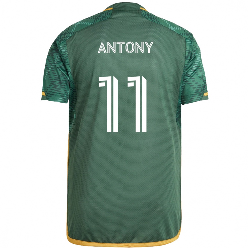 Niño Fútbol Camiseta Antony #11 Verde Naranja 1ª Equipación 2024/25 México