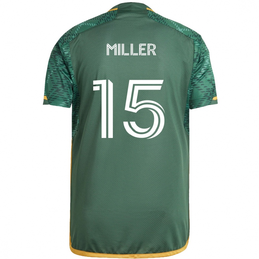 Niño Fútbol Camiseta Eric Miller #15 Verde Naranja 1ª Equipación 2024/25 México