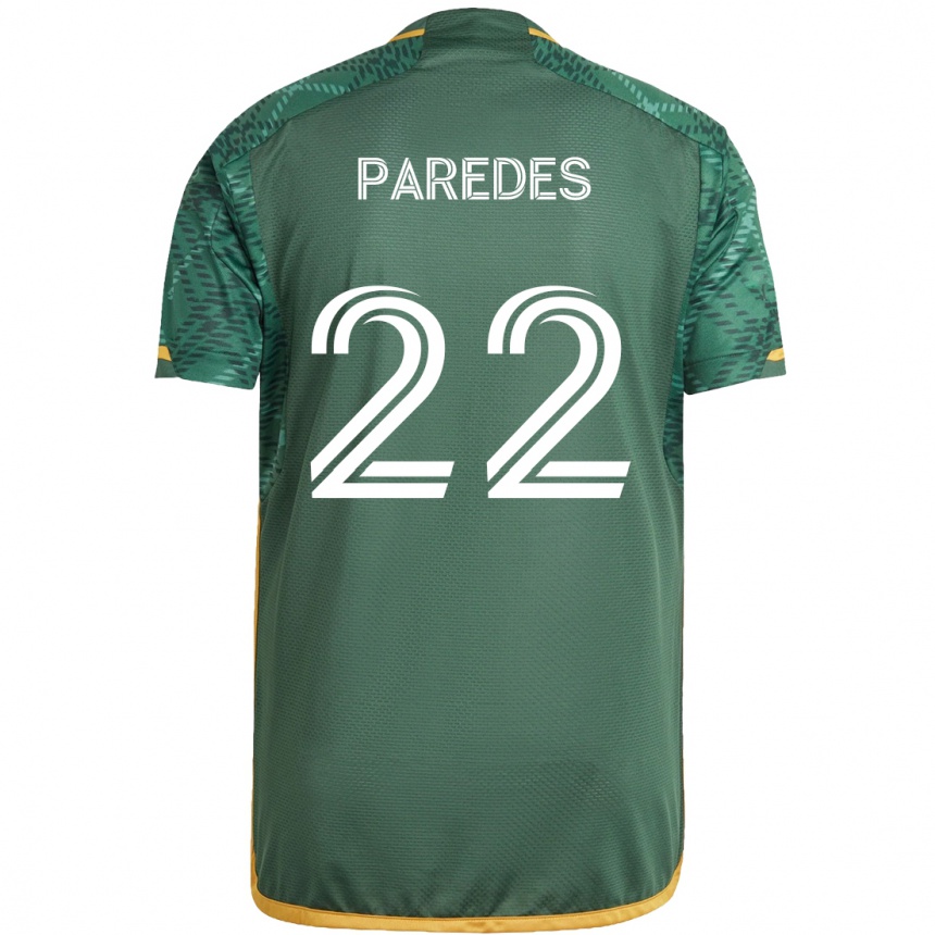 Niño Fútbol Camiseta Cristhian Paredes #22 Verde Naranja 1ª Equipación 2024/25 México