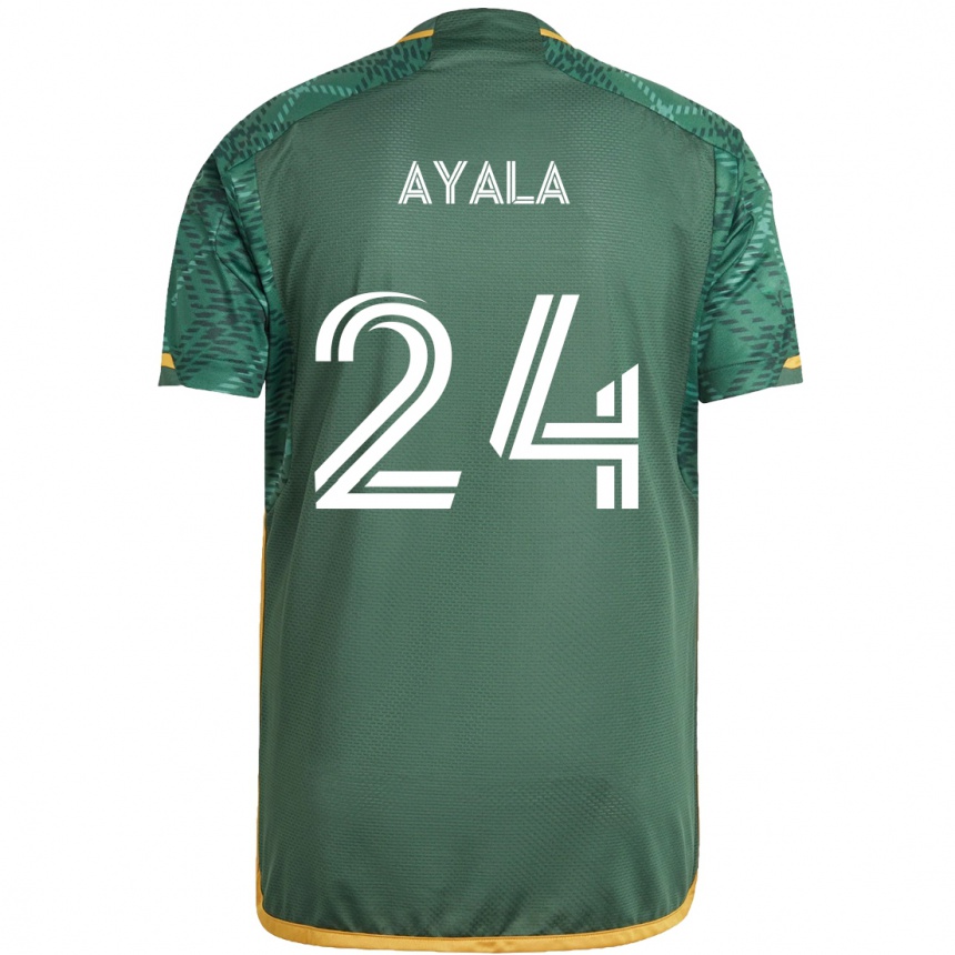 Niño Fútbol Camiseta David Ayala #24 Verde Naranja 1ª Equipación 2024/25 México