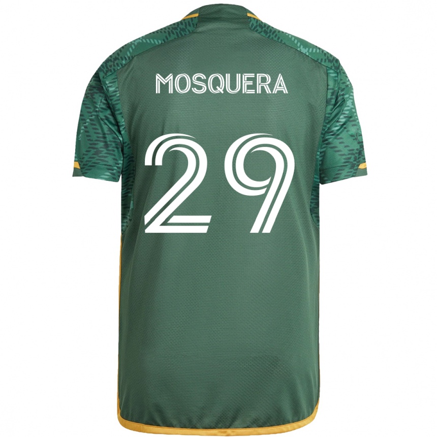 Niño Fútbol Camiseta Juan David Mosquera #29 Verde Naranja 1ª Equipación 2024/25 México