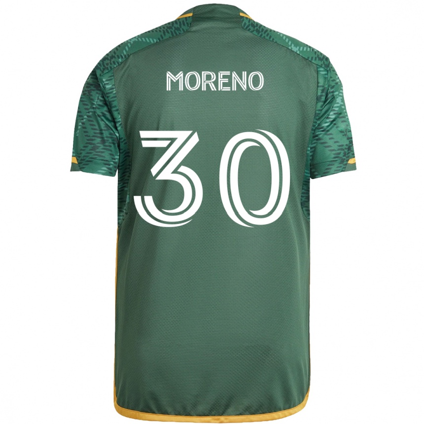 Niño Fútbol Camiseta Santiago Moreno #30 Verde Naranja 1ª Equipación 2024/25 México