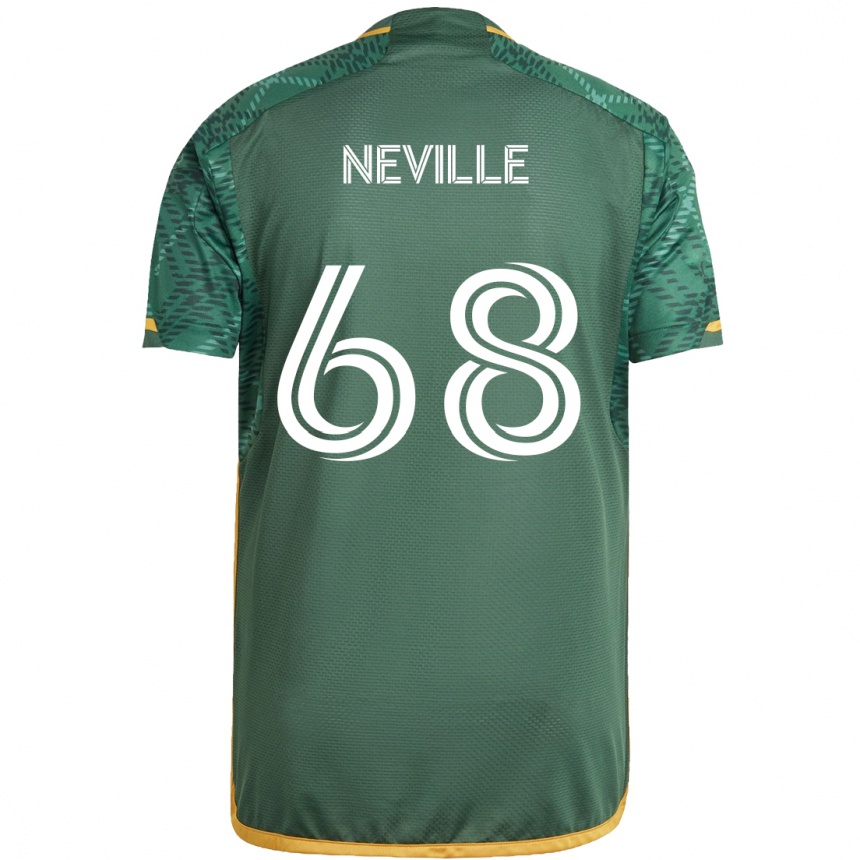 Niño Fútbol Camiseta Harvey Neville #68 Verde Naranja 1ª Equipación 2024/25 México