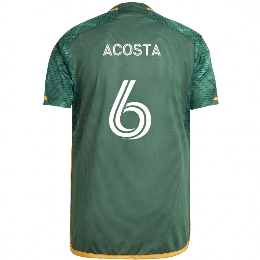 Niño Fútbol Camiseta Bryan Acosta #6 Verde Naranja 1ª Equipación 2024/25 México