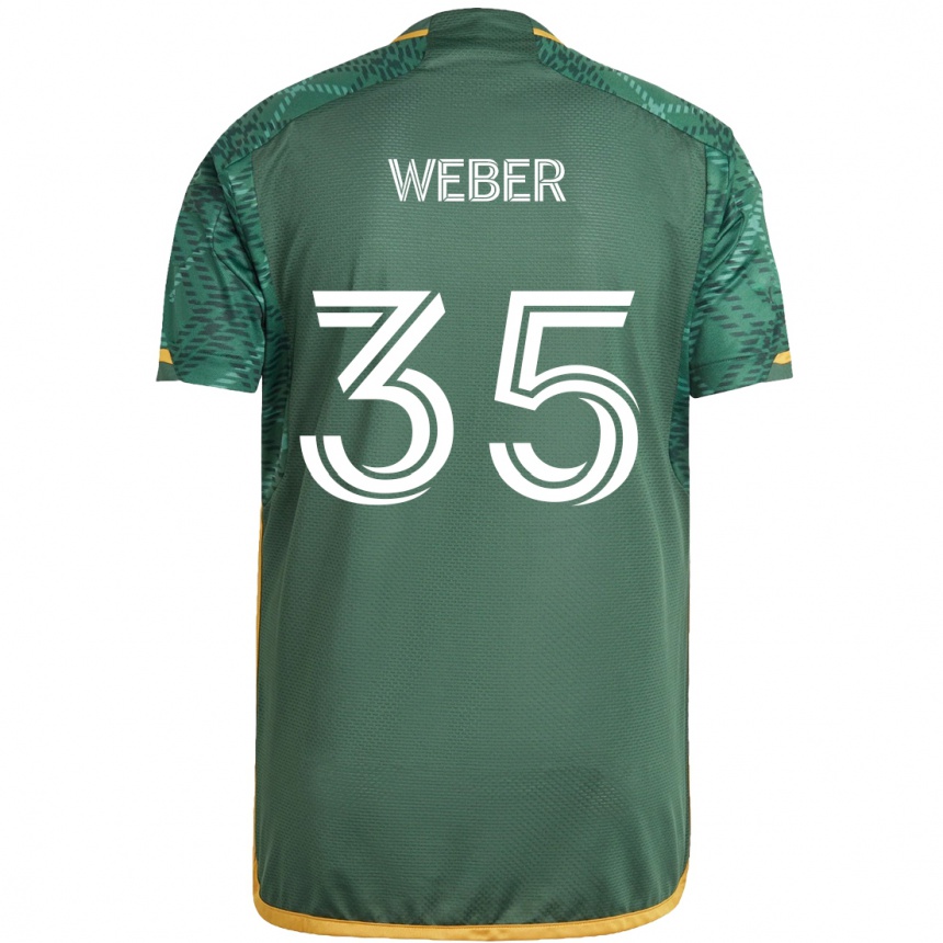 Niño Fútbol Camiseta Tristan Weber #35 Verde Naranja 1ª Equipación 2024/25 México