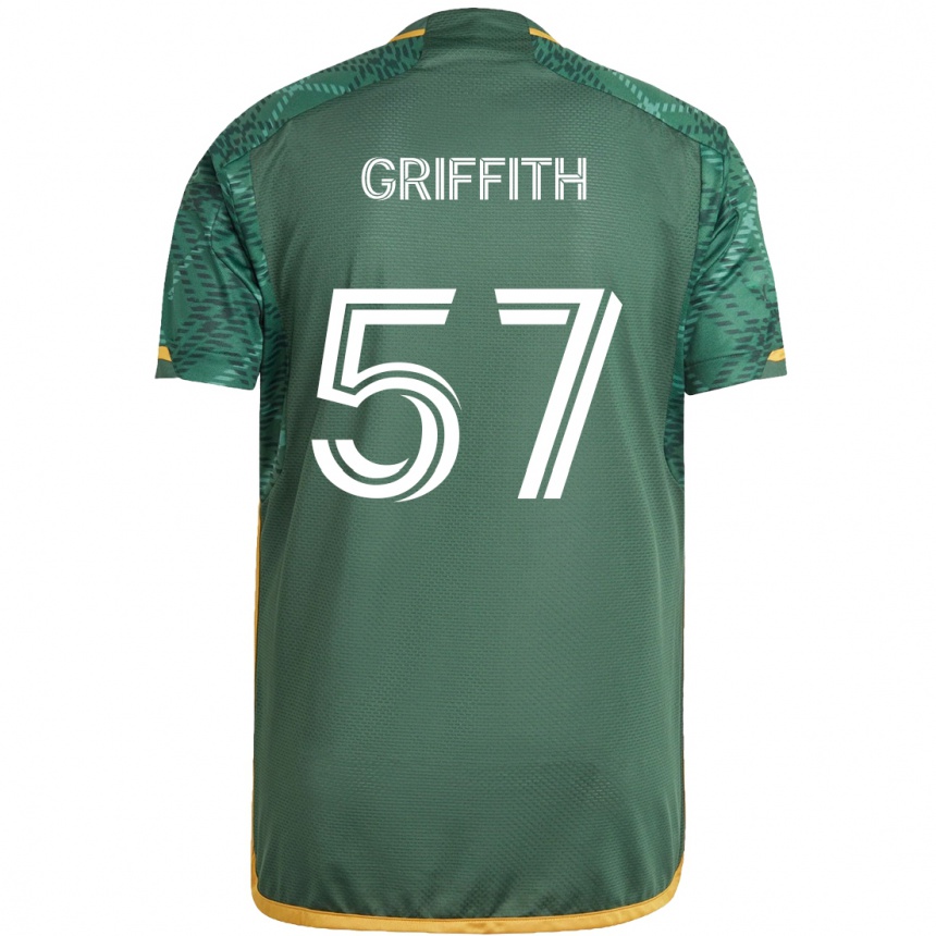 Niño Fútbol Camiseta Víctor Griffith #57 Verde Naranja 1ª Equipación 2024/25 México