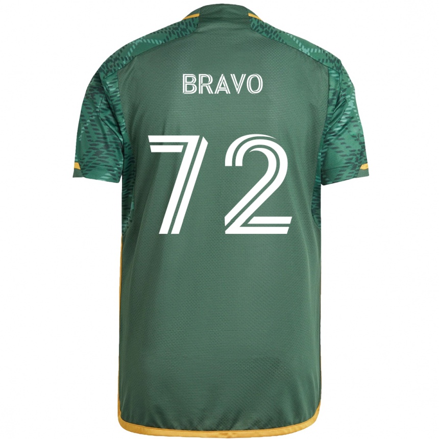 Niño Fútbol Camiseta Julian Bravo #72 Verde Naranja 1ª Equipación 2024/25 México