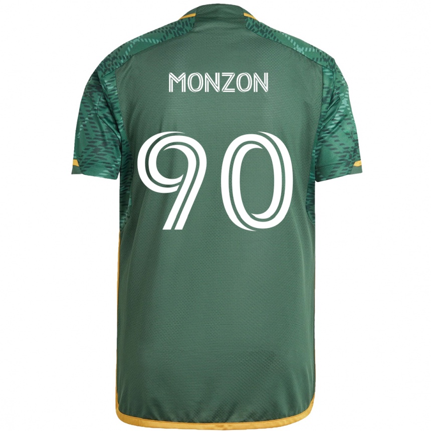 Niño Fútbol Camiseta Florián Monzón #90 Verde Naranja 1ª Equipación 2024/25 México