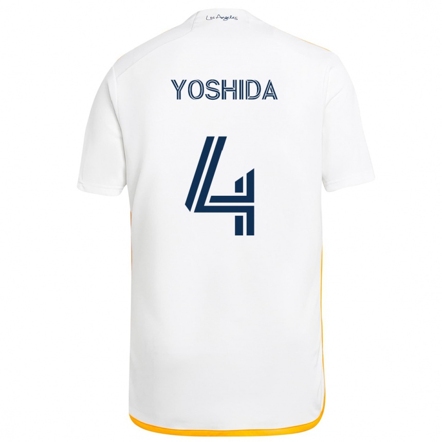 Niño Fútbol Camiseta Maya Yoshida #4 Blanco Amarillo 1ª Equipación 2024/25 México