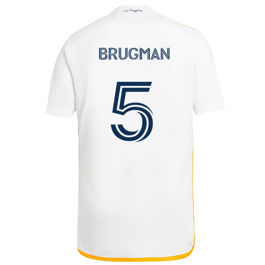 Niño Fútbol Camiseta Gastón Brugman #5 Blanco Amarillo 1ª Equipación 2024/25 México