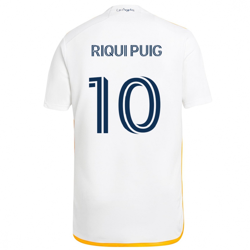 Niño Fútbol Camiseta Riqui Puig #10 Blanco Amarillo 1ª Equipación 2024/25 México