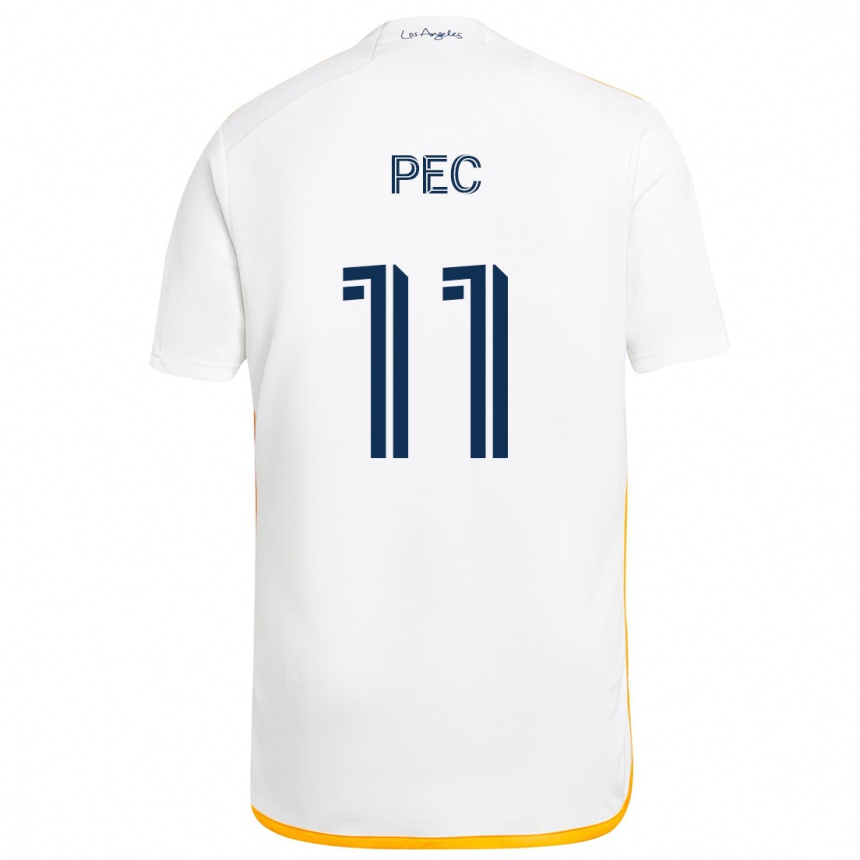 Niño Fútbol Camiseta Gabriel Pec #11 Blanco Amarillo 1ª Equipación 2024/25 México