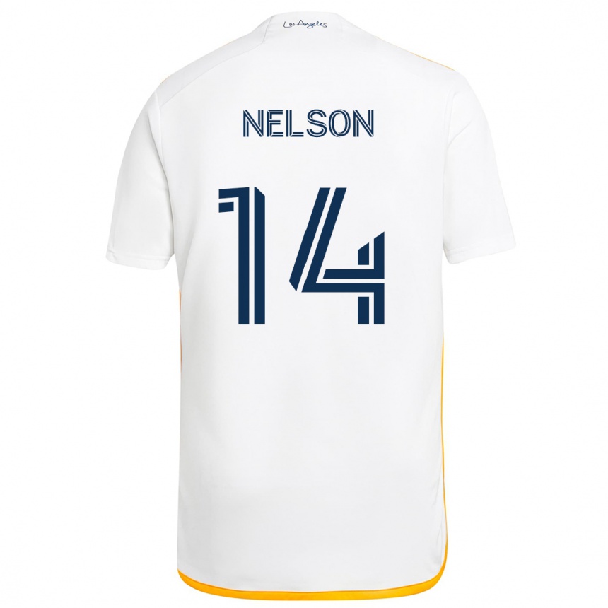 Niño Fútbol Camiseta John Nelson #14 Blanco Amarillo 1ª Equipación 2024/25 México