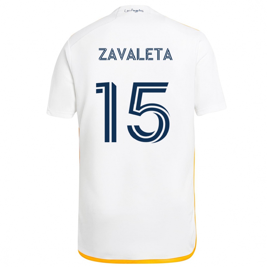 Niño Fútbol Camiseta Eriq Zavaleta #15 Blanco Amarillo 1ª Equipación 2024/25 México