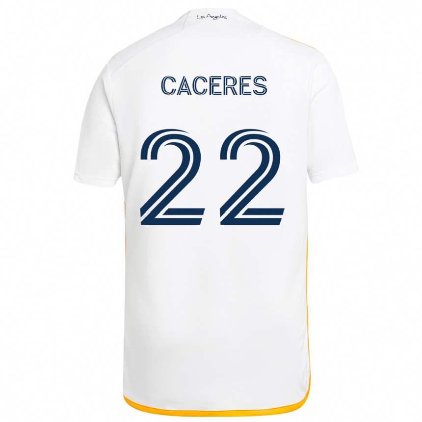 Niño Fútbol Camiseta Martín Cáceres #22 Blanco Amarillo 1ª Equipación 2024/25 México