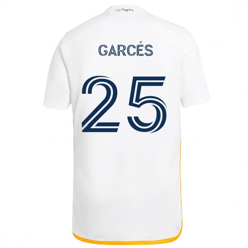 Niño Fútbol Camiseta Carlos Garcés #25 Blanco Amarillo 1ª Equipación 2024/25 México