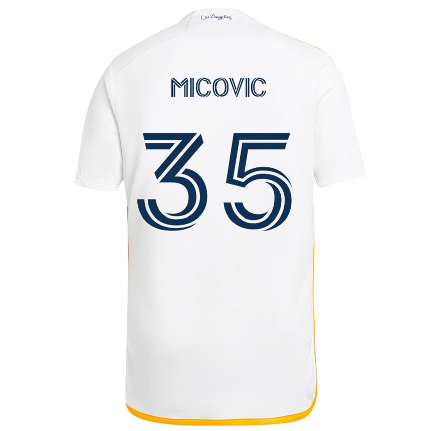 Niño Fútbol Camiseta Novak Micovic #35 Blanco Amarillo 1ª Equipación 2024/25 México