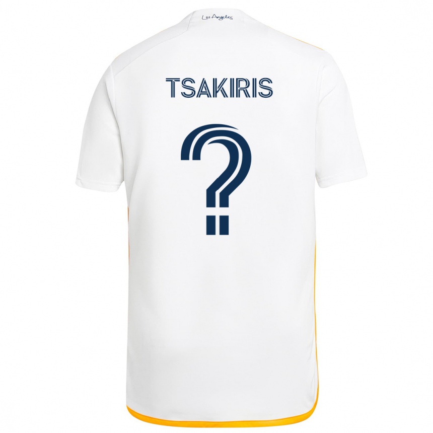 Niño Fútbol Camiseta Mateo Tsakiris #0 Blanco Amarillo 1ª Equipación 2024/25 México