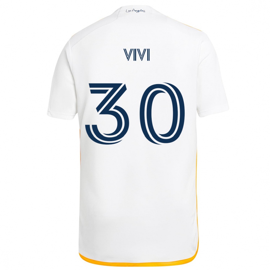 Niño Fútbol Camiseta Gino Vivi #30 Blanco Amarillo 1ª Equipación 2024/25 México