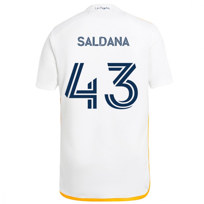 Niño Fútbol Camiseta Adam Saldaña #43 Blanco Amarillo 1ª Equipación 2024/25 México