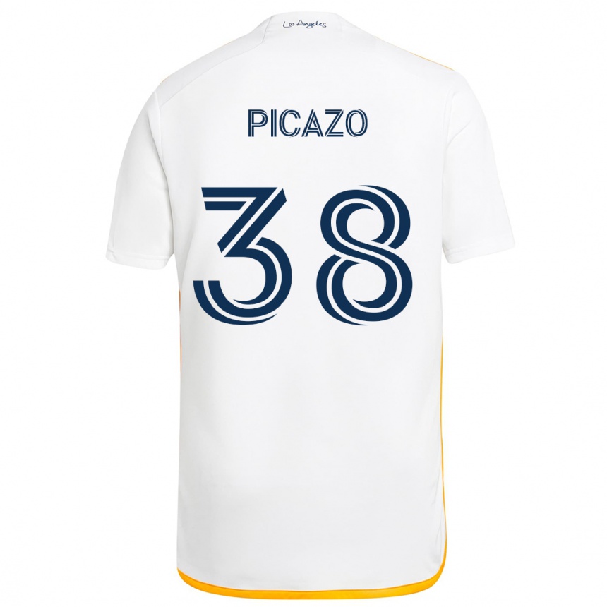 Niño Fútbol Camiseta Axel Picazo #38 Blanco Amarillo 1ª Equipación 2024/25 México