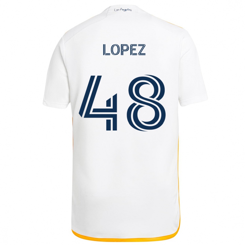 Niño Fútbol Camiseta Diego López #48 Blanco Amarillo 1ª Equipación 2024/25 México